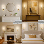 Gold Bathroom Light Fixtures Over Mirror, Vanity Lights Set of 2 with Knurled Texture, Brushed Gold Wall Sconces with Clear Glass Shade, Modern Industrial Bathroom Lighting for Bedroom, Living Room