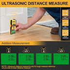 PREXISO 5-in-1 Stud Finder with Laser Level Marking & Ultrasound Distance Measure - Area, Volume, Addition | Wood, AC Wire Detector - Wall Scanner Beam Finders for Dry Interior Walls, Metal Studs
