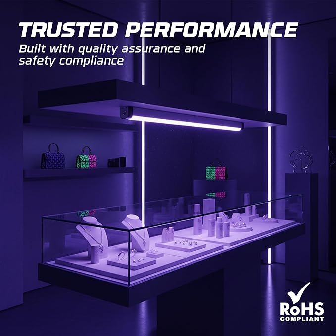 OHLECTRIC F4T5/BL Linear Fluorescent Tube 6-Inch (4-Pack) T5 4W Straight Black Light Linear Bulbs, High Output Glow Effect Party Bulb, G5 Base