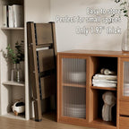 3 Step Ladder,Aluminum Folding Step Stool for Adults,Step Ladder with Wide Anti-Slip Pedal,330 lbs Capacity for Home,Office,Kitchen,Library(Walnut)