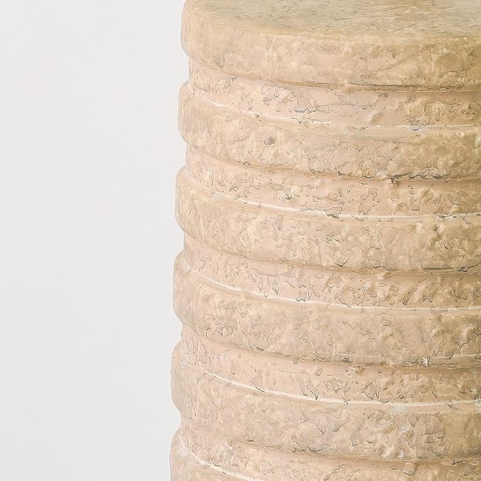 PoKat 27" Stone-Like Farmhouse Ceramic Table Lamps Set of 2 for Bedroom, Boho Nightstands Lamps for Night Stands, Distressed Beige Bedside Lamps with Natural Textured for Living Room, Sand-Colored