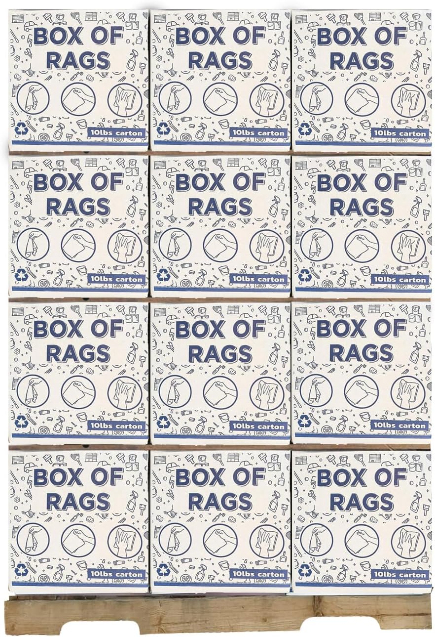 Recycled Color Terry Cloth Rags (600 lbs. Pallet - 60x10 lbs. Box) - Super Absorbent Cotton Towel Cleaning Rags for Garage, Shop Rags, Industrial Use & Housekeeping - Shop Rags Bulk