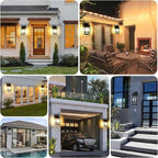 15.4" Dusk to Dawn Black Outdoor Wall Lantern 2-Light, Outside Modern Wall Sconce Light Fixture, Industrial Porch Light with E12 Sockets, Waterproof Exterior Lamp Lighting, 1 Pack