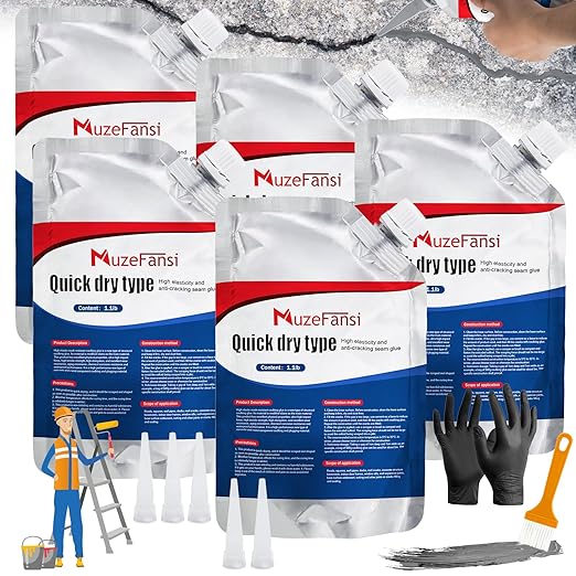 Concrete Crack Filler, Concrete Crack Repair Sealant, Weather-Resistant Crack Caulking Glue, Fast-Drying Crack Repair Adhesive for Slabs, Sidewalk, Foundation & Garage – Indoor Outdoor Use (5 Pack)