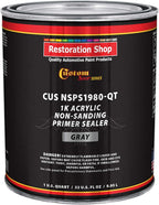 Custom Shop Premium 1K Acrylic Non-Sanding Primer Sealer Paint, Color Gray, 1 Quart - Fast Drying, Ready-To-Spray, Apply Over Automotive Primer Surfacers, Sanded Finishes - Topcoat Urethane, Enamel