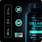 Vital Vitamins Collagen for Women & Men - Type I, II, III, V, X Multi Collagen Pills - Grass Fed, Non-GMO - 150 Capsules