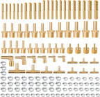 136Pcs Brass Hose Barb Fittings Assortment Kit Barb Splice/Female Adapter/Coupler/Tee/Male Elbow NPT Thread 1/8" 3/16" 1/4" 5/16" 3/8" 1/2" Air Hose Fittings with Pipe Clamps for Water/Air/Fuel