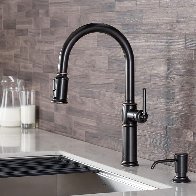 KRAUS KPF-1682ORB Sellette Single Handle Pull-Down Kitchen Faucet, Oil Rubbed Bronze