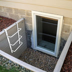 3-Rung Window Well Ladder Hooked, Heavy Duty Steel Wall Mounted Ladder, Powder-Coated Basement Egress Window Ladder 34.2" Lx17.9 W, White