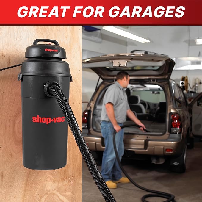Shop-Vac 9522205 5 Gallon 5.5 Peak HP Hangup Wet/Dry Vacuum, 1.25 Inch Diameter x 18 Foot Hose, 6 Foot Cord, Wall Mount Included, Ideal for Garage, Workshop & Home