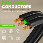 GEARit 360 Rotating Flat Plug Extension Cord (15ft, Black) Multi 3-Outlet Extension 16 AWG Wire, Adapter for Small Spaces, Right Angle Socket, ETL Certified - 15 Feet