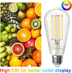 TJOY 12 Pack Vintage 8W ST58 LED Edison Light Bulbs, Dimmable, 60W Equivalent, 800Lumens, 2700K Warm White, E26 Base LED Filament Bulb, CRI80+, Antique Glass Style for Home, Bedroom, Office, Farmhouse
