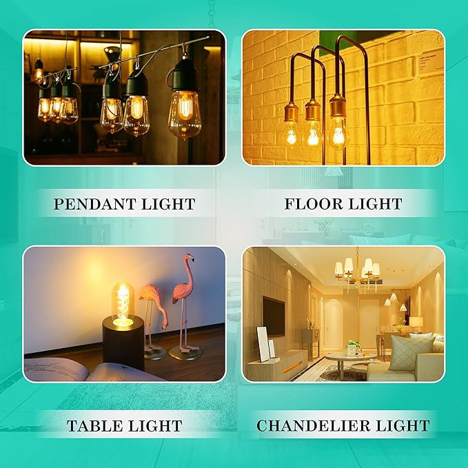 AMDTU Non-dimmable LED Edison Bulb 25 Watt 2 Pack, Super-Thin Filament Incandescent Light Bulb 25W Equivalent, Vintage Amber Night Light Bulbs 4W LED E26 Base, T45 2200K Soft Yellow Retro