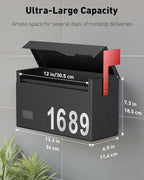 Uniclife Mailboxes for Outside, Wall Mount Mailbox with Flag and Mailbox Number Stickers, Large Metal Mail Box for House, Modern Post Box for Outdoor Office Home, (No Locking Mechanism)