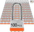 Padlocks with Same Key, LQYN 100 Pcs Laminated Keyed Padlock (1-9/16", 40mm), Keyed Alike Locks, Long Shackle, for Storage Locker, Hasp Latch, Toolbox, Sheds