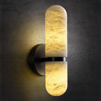 Alabaster Wall Sconces, 13in Black Alabaster Sconce, Modern Spanish Natural Marble Sconces Lights, Sconces for Bathroom Vanity Bedroom Living Room Staircases Hallway