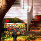 Fall Pumpkins Sunflower Mailbox Covers Magnetic Standard Size 21 X 18 Inch Autumn Red Truck Harvest Mailbox Wraps Cover Thanksgiving Letterbox Cover for Garden Yard Outdoor Decor