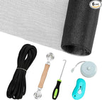 Windows Screen Replacement and Screen Door Repair Kit, 6Pcs Window Screen Fiberglass Mesh Kit - Window Screen & Screen Door Mesh & Screen Porch Repair Kit (Black, 48" x 118")