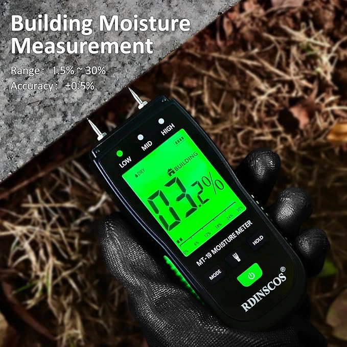 Wood Moisture Meter for Wood, Like Hardwood and Softwood Replaceable Pin Moisture Tester with Batteries