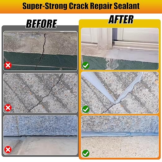 Concrete Crack Filler, 4 PCS Self Leveling Cement Crack Sealant, Quick-Drying Sealing Adhesive Repair Sealer for Driveways, Sidewalks, Patios, Waterproof Outdoor Joint Caulking Glue, Gray