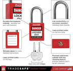 TRADESAFE Lockout Tagout Locks Set - 10 Red Keyed Alike Padlocks, 2 Keys Per Lock, OSHA Compliant Loto Locks for Lock Out Tag Out Stations, Premium Grade