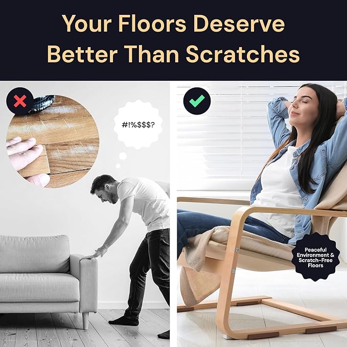 CasterMaster Anti Slip Furniture Pads Rectangular Rubber Caster Cups - 2 x 4 in Brown Pack of 4 - Non Slip Floor Protectors for Chairs & Hardwood Floors - Quiet Rubber Feet