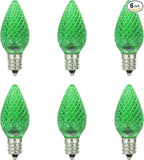 Sunlite 80701 LED C7 Holiday Decorative Light Bulb, 0.4 Watts, E12 Candelabra Base, Faceted Christmas-Lights; Nightlight, Green 6 Count