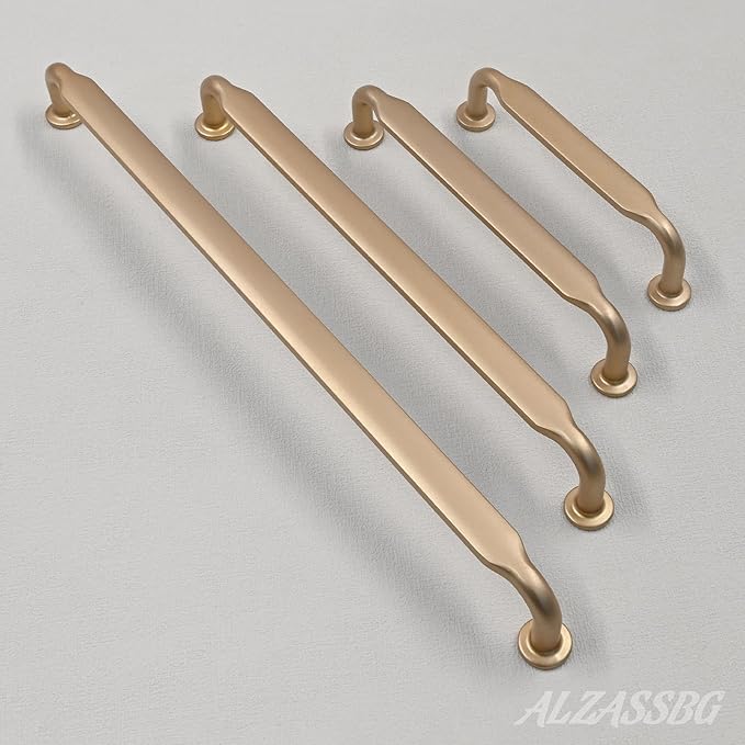 Alzassbg 10 Pack Champagne Copper Cabinet Handles, 7-1/2 Inch(192mm) Hole Centers Arch Modern Cabinet Pulls Kitchen Cabinets Hardware for Cabinets and Drawers AL3503SCG