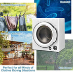 LDAILY Laundry Dryer, Electric Clothes Dryer with Timer, 2 Heating Options, 4 Drying Modes & Cold Air Care Function, Compact Dryer with Stainless Tub, Multi-layer Filtration for Home 1350W, White