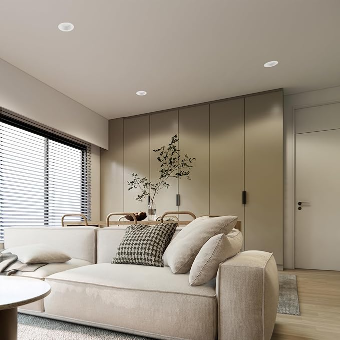 Builder Essential 5in 1,050 Lumens Round LED Recessed Light and Housing for Remodel or New Construction with Regressed Trim 3-Power Modes 8W-10W-12W, 5-CCT 2700-3000-3500-4000-5000K in White IC-Rated