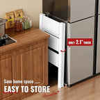 GameGem 3 Step Ladder, Aluminum Folding Step Stool with Anti-Slip Sturdy and Wide Pedal, Lightweight Portable Stepladder for Home and Kitchen Use Space Saving, Cream White, 330 lbs