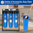 HQUA WF3-02 3-Stage Free-Standing Whole House Water Filtration System, Reduces Heavy Metals (Lead, Mercury, Copper, Nickel, Chromium), Chloramine, Sediment, Odor, and VOC’s