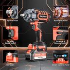 1500N.m (1100Ft-lbs) Cordless Impact Wrench 1/2" Brushless High Torque Impact Wrench with 2x 4.0Ah Batteries, 6 Sockets for Car, RV, Truck Wheel Lug Nuts