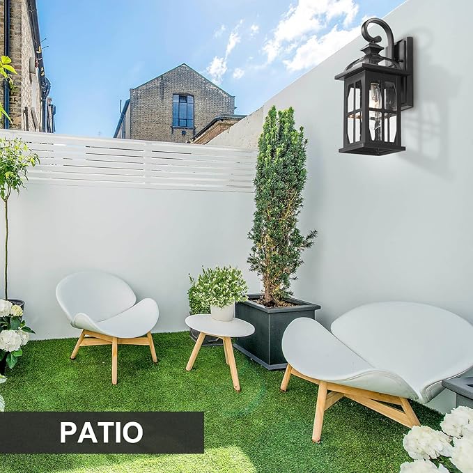 Darkaway Outdoor Wall Lights, Exterior Light Fixture with Seeded Glass, Aluminum Anti-Rust Exterior Lights Sconces Lighting for House Porch Yard Hallway Doorway Garage