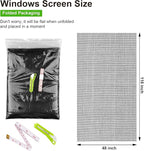 Ouskr Replacement Window Screens Kit, 48X118 Inch Durable Window Screen Mesh for Patio Porch Door Windows, DIY Adjustable Fiberglass Screen Repair Kit with Rolling Tool Hook Ruler Cutter Spline