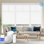 Motorized Blinds with Remote Cordless Automatic Motorized Shades Custom Blinds for Windows Smart Curtains Compatible with Alexa Google Home(Light Filtering Jacquard White,W40 x H72in)