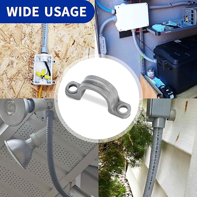 (1/2" Conduit Strap 30 Pack) Yariwiz 1/2 inch Plastic PVC Flex Electrical Conduit Strap Clamp Fittings