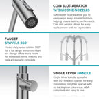 KRAUS Oletto 2-in-1 Commercial Style Pull-Down Single Handle Water Filter Kitchen Faucet for Reverse Osmosis or Water Filtration System in Spot-Free Stainless Steel, KFF-2631SFS