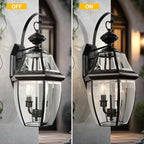 Outdoor Wall Lights, 20inch Large Exterior Lighting Fixtures, 2 Light Waterproof Wall Sconce with Glass Shades, Aluminium Outside Lanterns for Porch Farmhouse Patio Doorway Yard (E12 Base Max 40W)