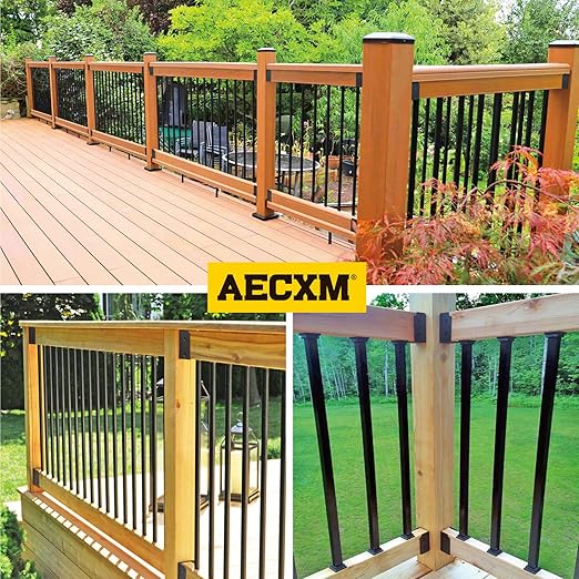 201 Stainless Steel 2" x 4" (Actually 1 ½" x 3 ½") Deck Railing Connector, for Deck Railing, Handrail, Barn and Beam end Connection Installation (12pc-Black)