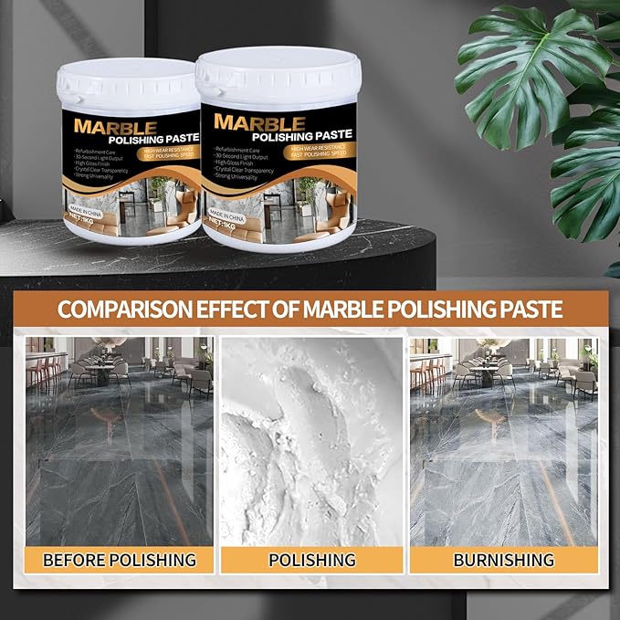 Marble Polishing Paste, Professional Marble Cleaner & Quartz Polish, Stone Sealer & Protector for Countertops, Floors, and Walls – Marble Polishing Compound Kit, 2.2LB (1 Piece)
