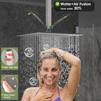 Enga Shower System with Body Jets 12 Inch Ceiling Mounted Rain Shower and Handheld Sprays Brass Full Body Massage Spa Jets Contain Rough-in Shower Valve, Brushed Nickel