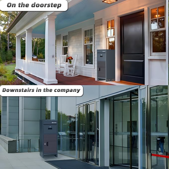 Package Delivery Boxes for Outside, Parcel Drop Boxes with Lock,Custom Address Stickers Package Drop Boxes for Outside is Weatherproof,Package Delivery Box for Porch,No Installation(15.7*15.7*37.8 in)