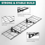 EVERHANGER Garage Wall Shelves, 12 X 48 Inch Wall Mounted Storage Shelves, Heavy Duty Metal Shelving with Hooks, 2 Pack, Black