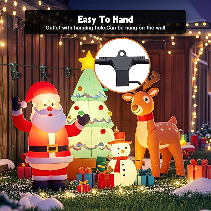 40FT Outdoor Extension Extension Cord for Halloween Christmas Inflatables with Multiple Outlets Black Electrical Cord with Multiple Plugs Outdoor Christmas Blow Up Decorations Light Extension Cords