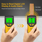 Stud Finder Wall Scanner - 5 in 1 Stud Finder Tool w/Microprocessor Chip and HD LCD Display, Stud Detector Beam Finders for the Center and Edge of Wood AC Wire Metal Studs Joist Pipe (Yellow Pear)