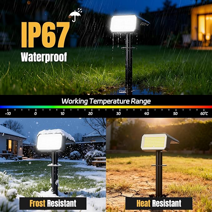 Solar Spot Lights Outdoor, [10 pack/118 LED] 4 Modes Auto On/Off Solar Landscape Spotlights, Ip67 Waterproof Solor Powered Pathway Lights for Outside Yard Garden Walkway Tree Patio (Cool White)