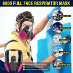 Reusable Half Face and Full Face Gas Mask with Activated Carbon Filter Against Organic Vapor/Dust/Chemical