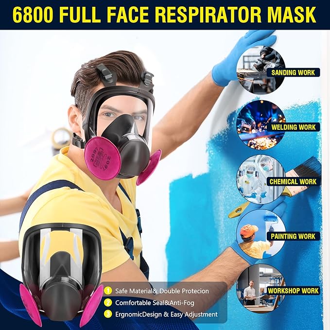 Reusable Half Face and Full Face Gas Mask with Activated Carbon Filter Against Organic Vapor/Dust/Chemical