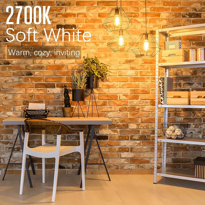 Edison Bulbs Dimmable, E26 LED Bulb 60 watt Equivalent, Soft White 2700K, ST58 Vintage Light Bulbs, 90+ CRI, 6W 600LM, E26 Medium Base, Clear Glass, 24 Pack